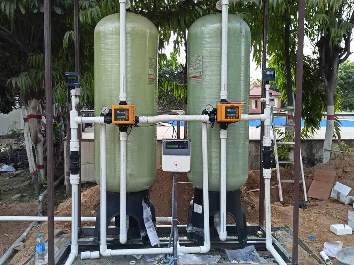 Installed water filtration system at a project site