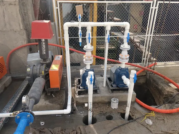 Pumps and pipework for an engineered water system
